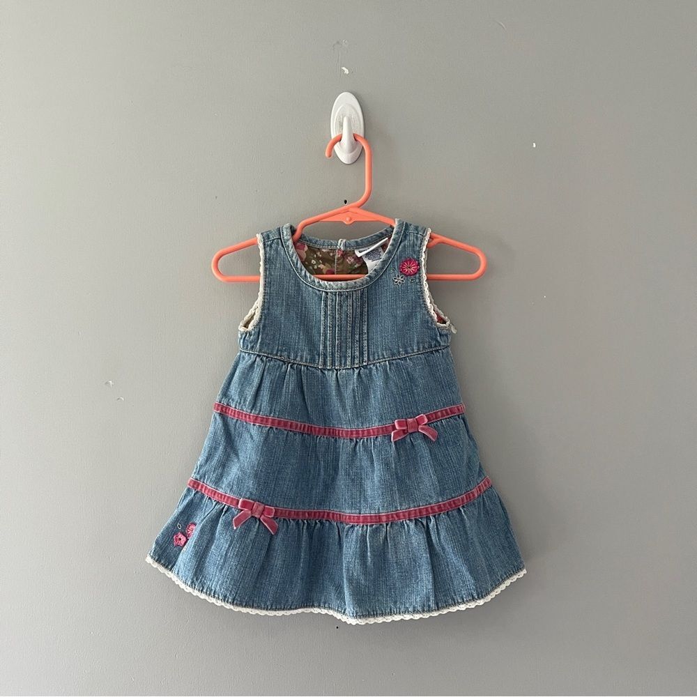 Vintage Genuine Baby by OshKosh Denim Dress Sleeveless Size 6M